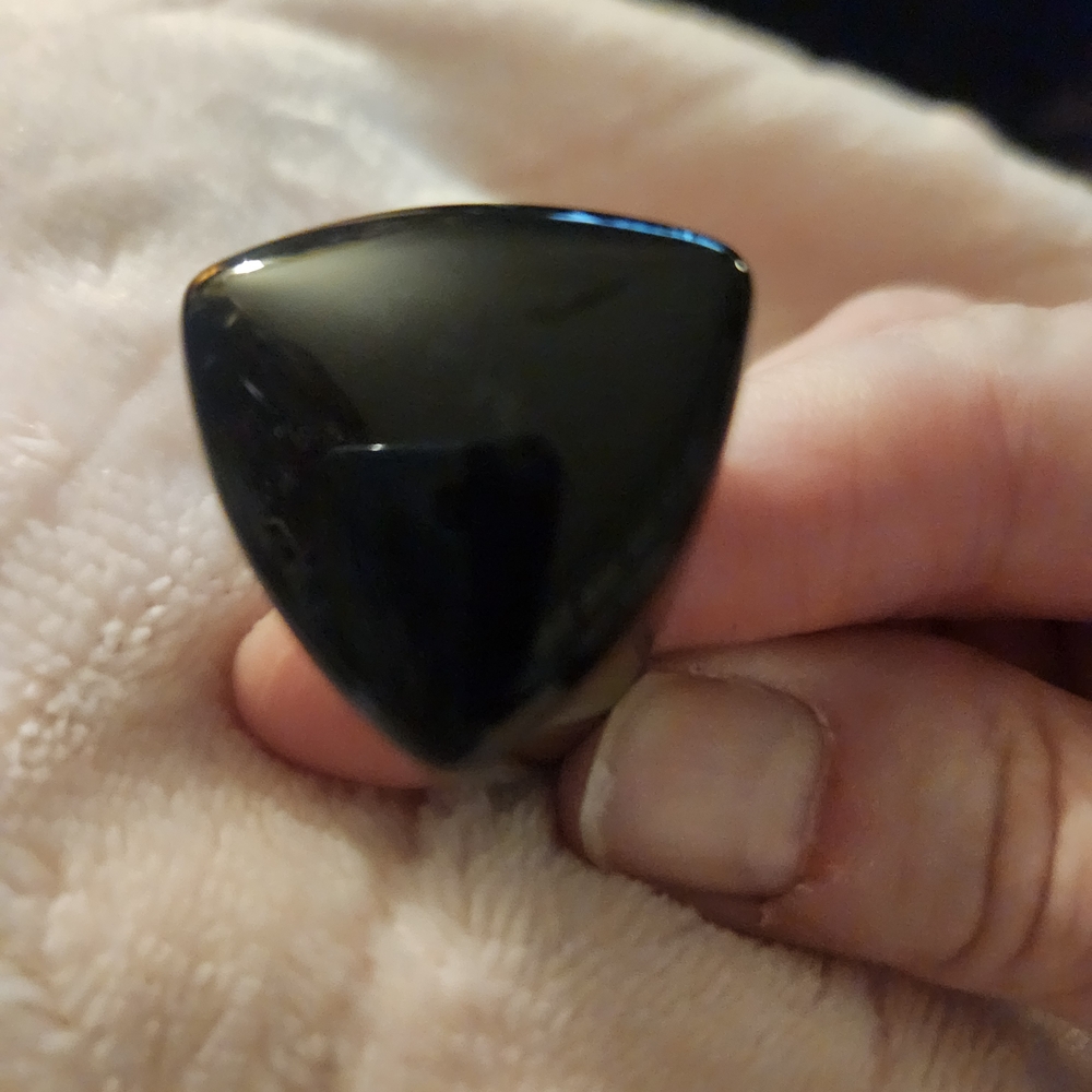 Black Onyx  Statement Triangle Ring